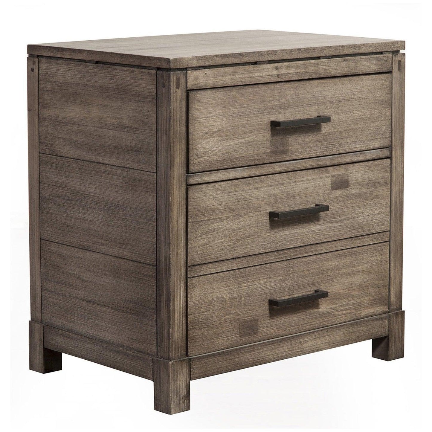 Weathered Grey Finish Wood 3 Drawer Nightstand - AFS