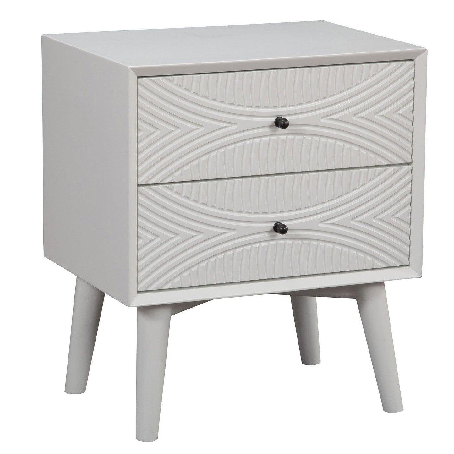 White Groovy 1 Drawer Wood Nightstand - AFS