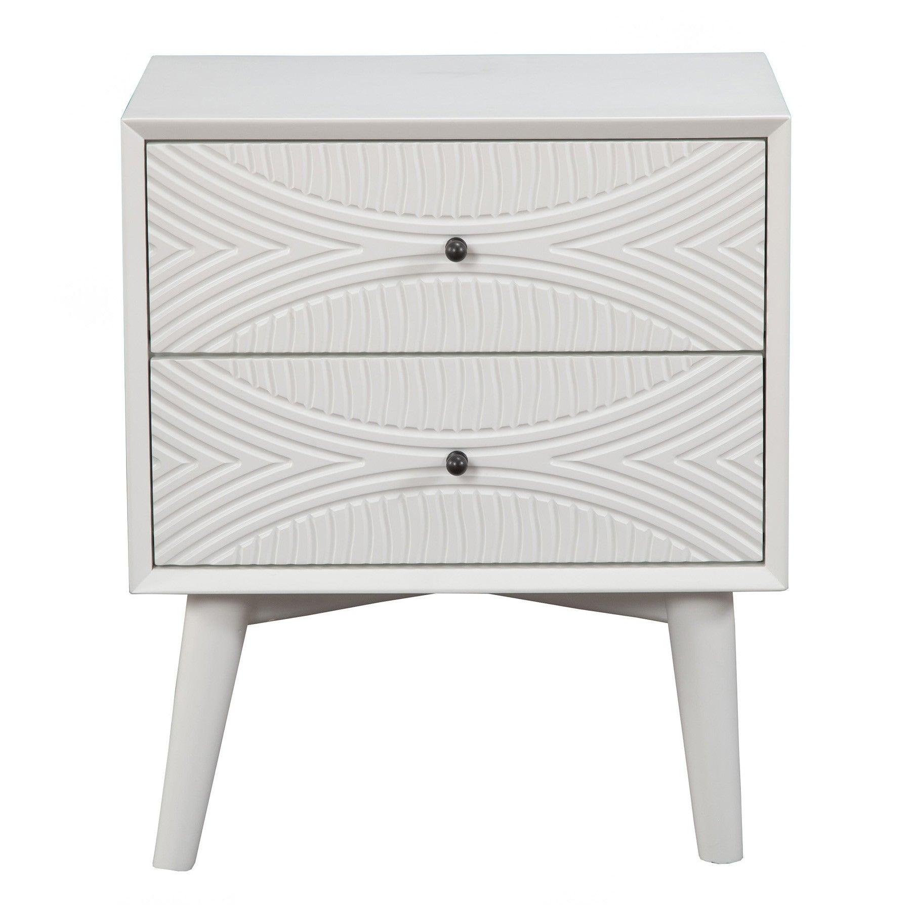 White Groovy 1 Drawer Wood Nightstand - AFS