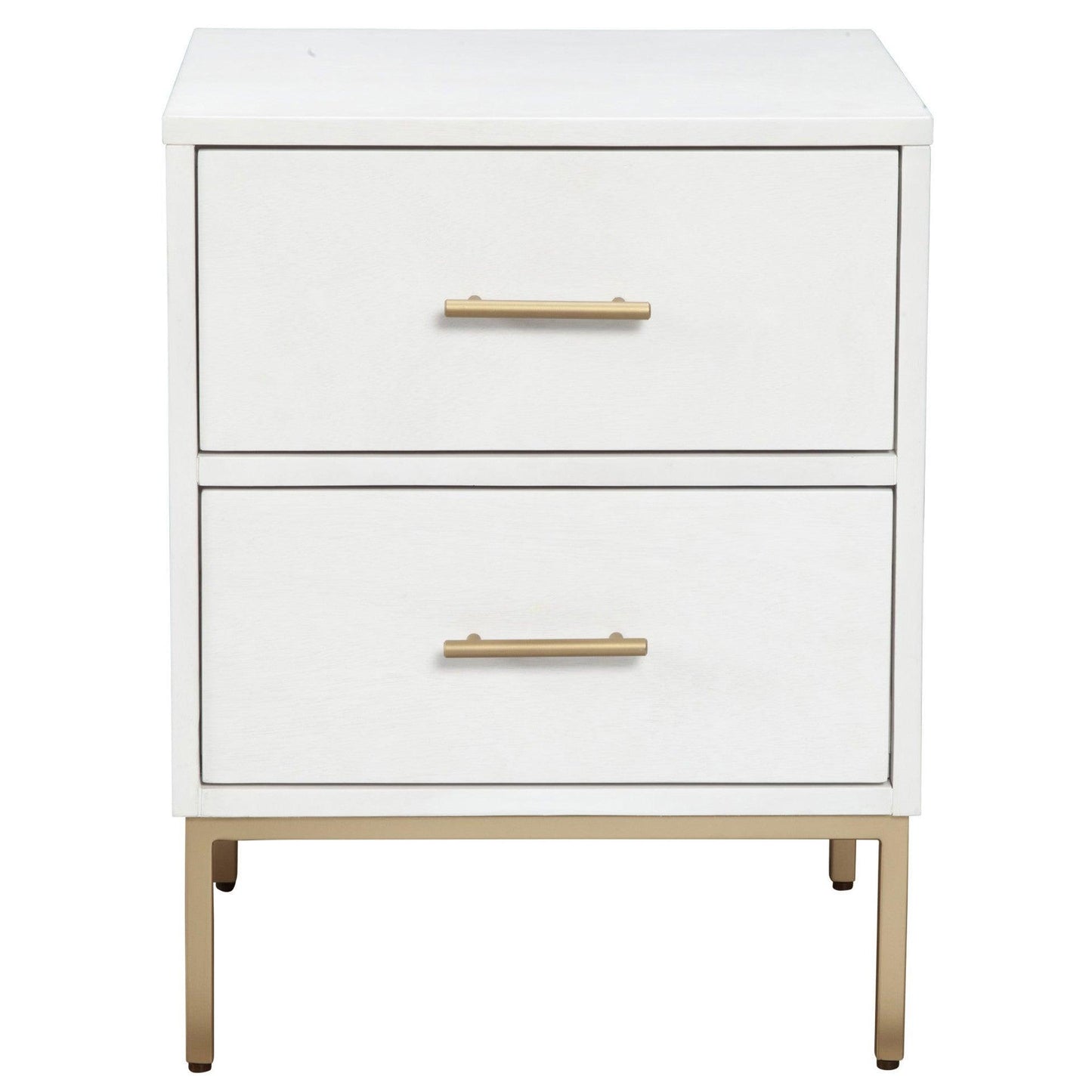 White and Gold Lines 2 Drawer Nightstand - AFS