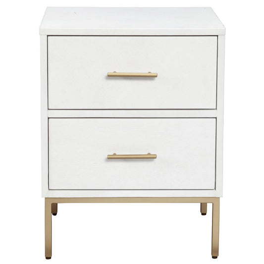 White and Gold Lines 2 Drawer Nightstand - AFS