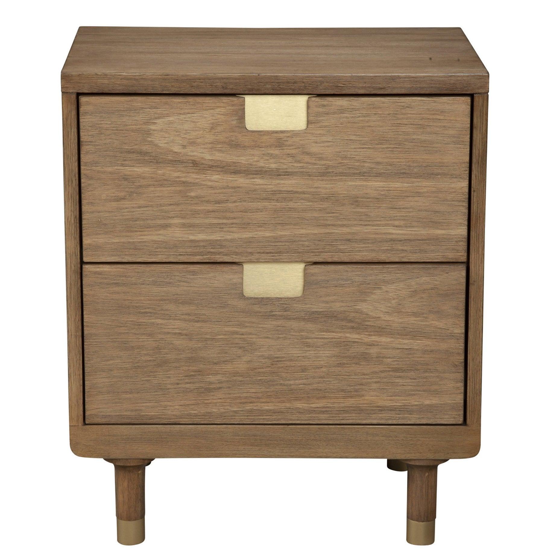 Sandy Brown and Gold 2 Drawer Nightstand - AFS