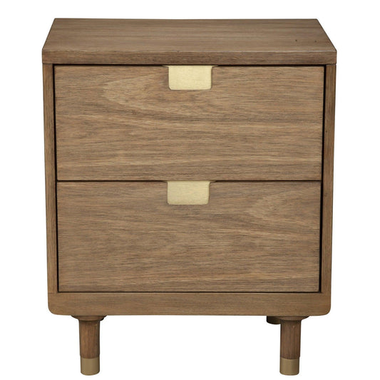 Sandy Brown and Gold 2 Drawer Nightstand - AFS