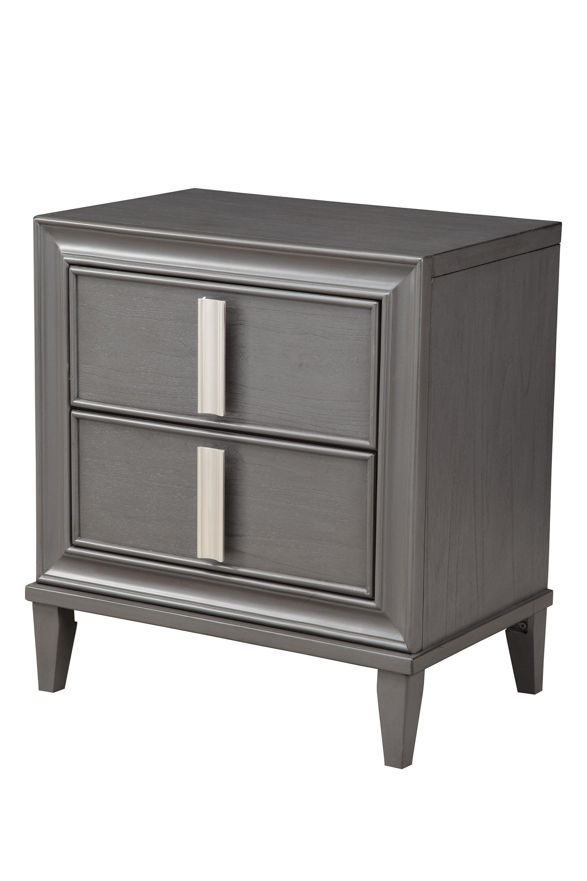 Dark Grey Contemporary 2 Drawer Nightstand - AFS