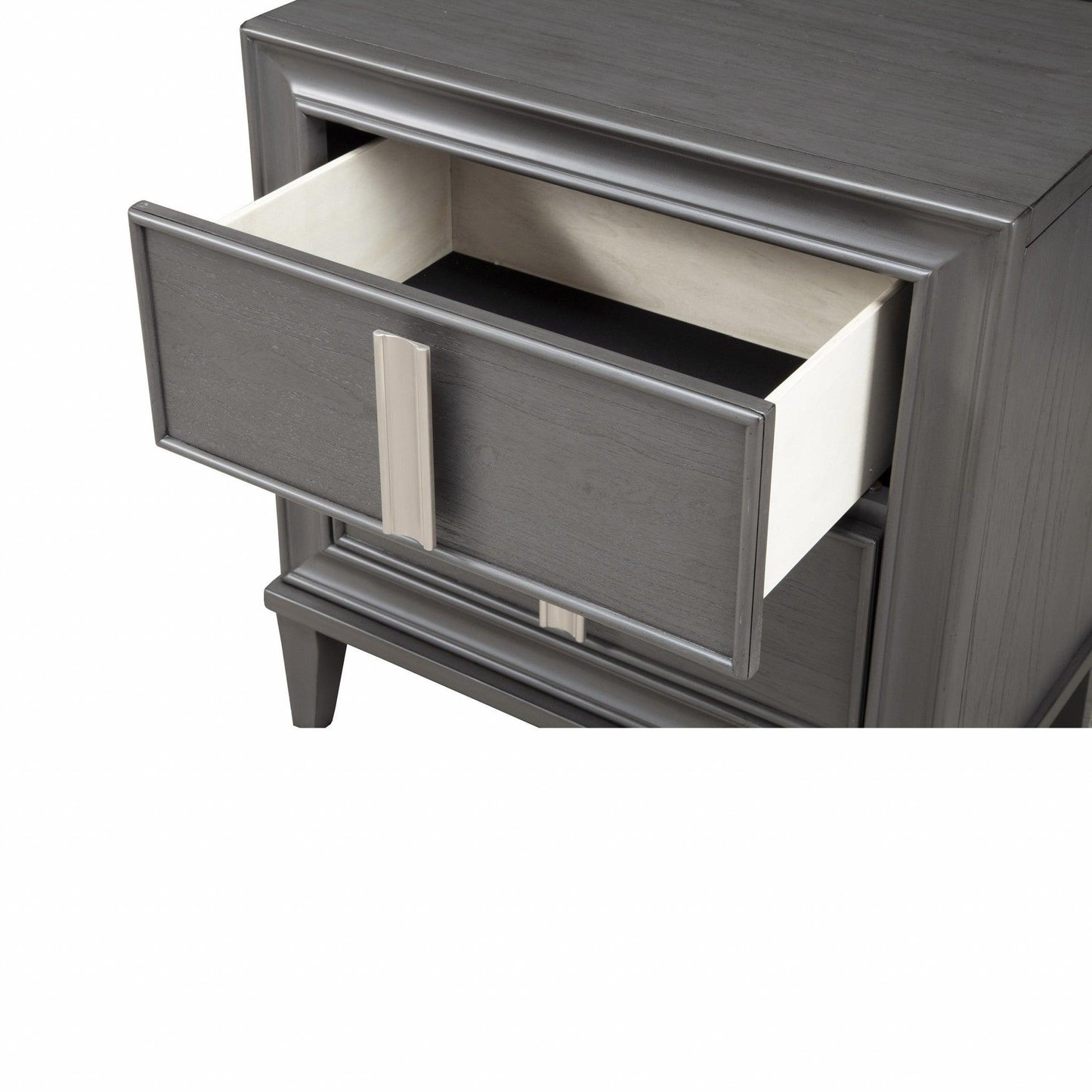 Dark Grey Contemporary 2 Drawer Nightstand - AFS