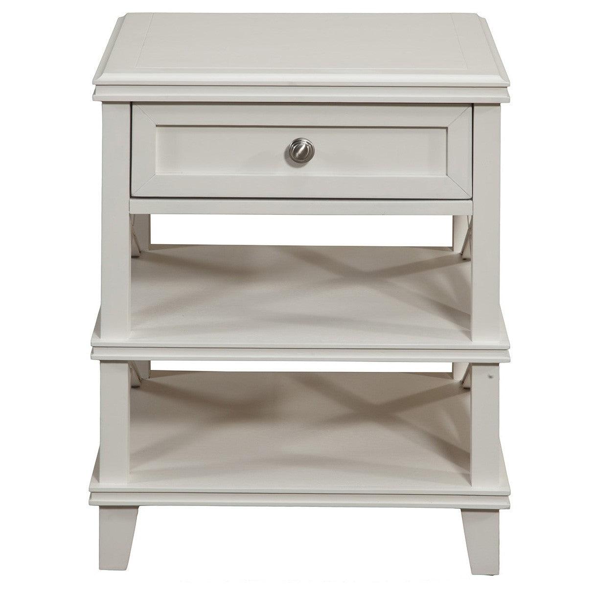 White 1 Drawer with Shelves Nightstand - AFS