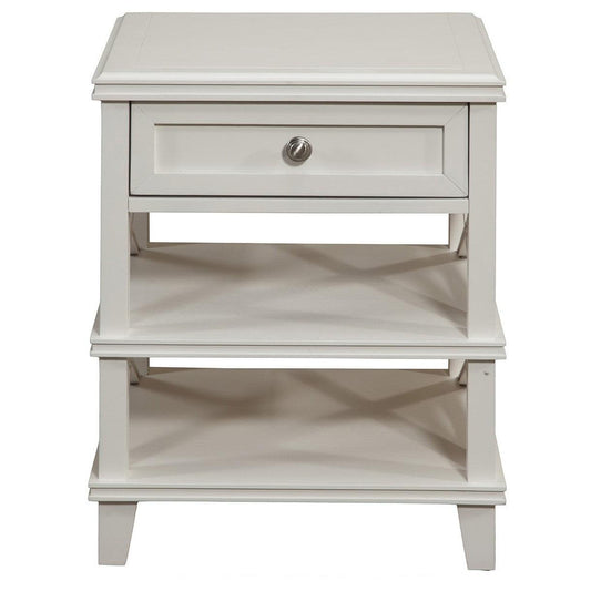 White 1 Drawer with Shelves Nightstand - AFS