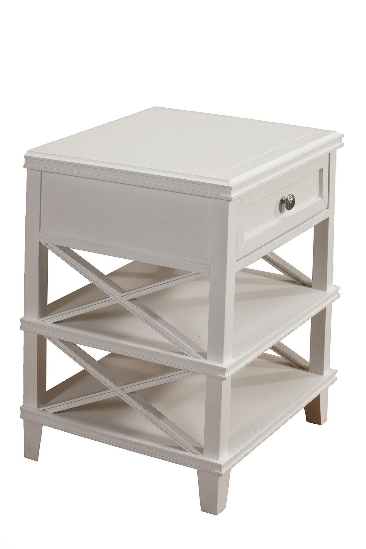 White 1 Drawer with Shelves Nightstand - AFS