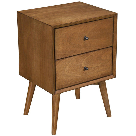 Brown Century Modern Wood 2 Drawer Nightstand - AFS