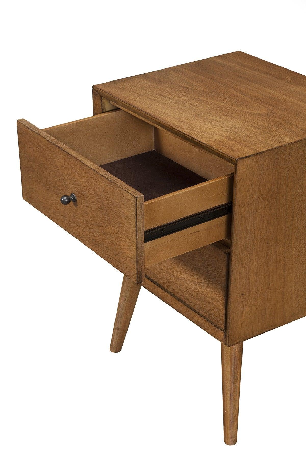 Brown Century Modern Wood 2 Drawer Nightstand - AFS