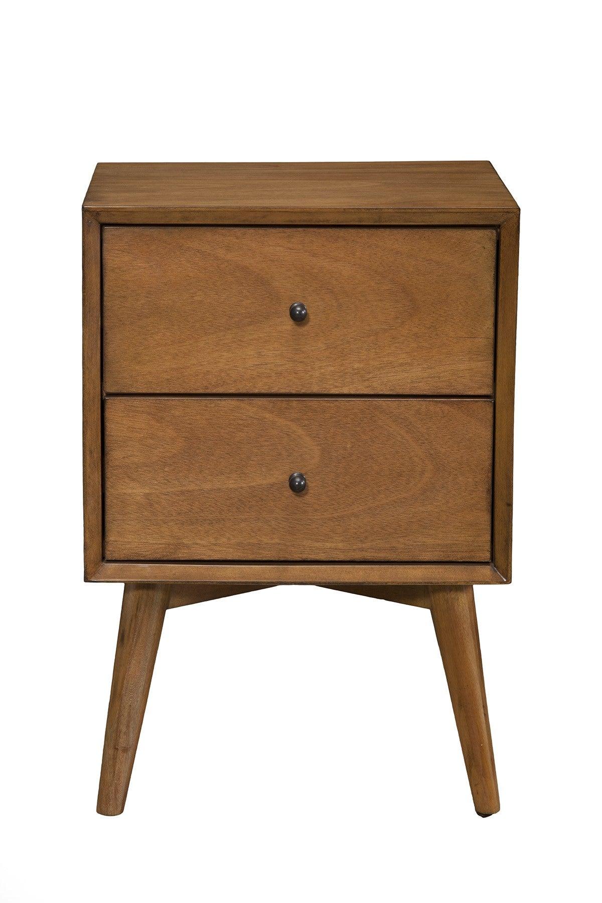 Brown Century Modern Wood 2 Drawer Nightstand - AFS