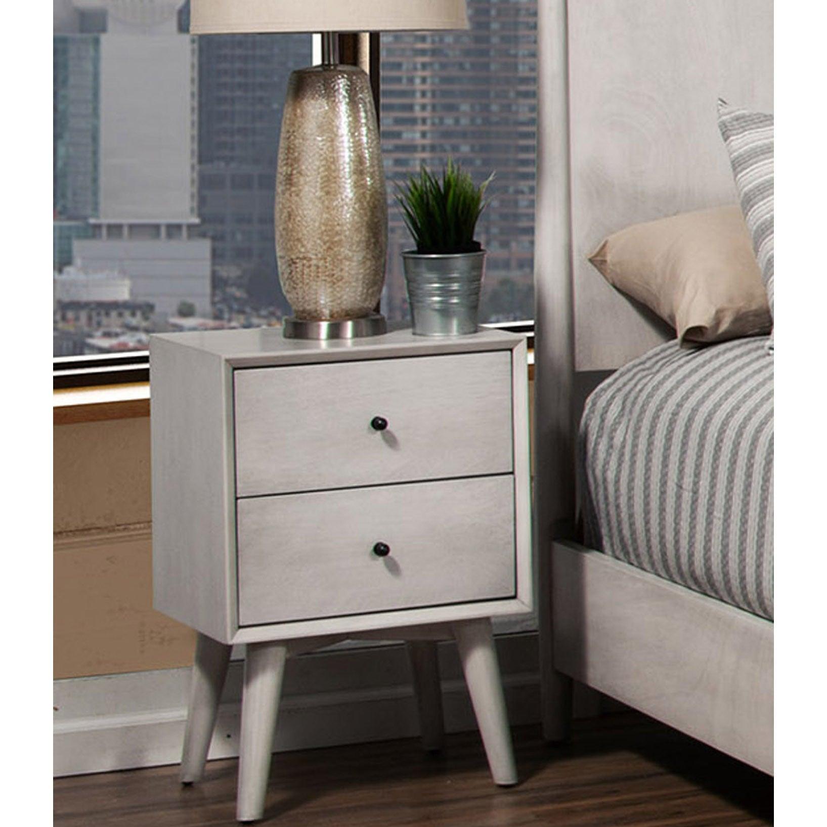 Gray Century Modern Wood 2 Drawer Nightstand - AFS