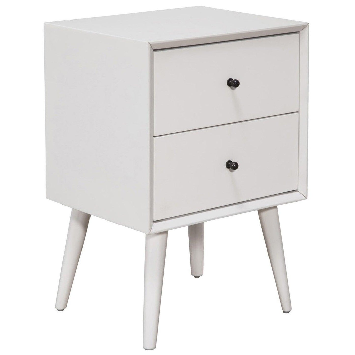 White Century Modern Wood 2 Drawer Nightstand - AFS