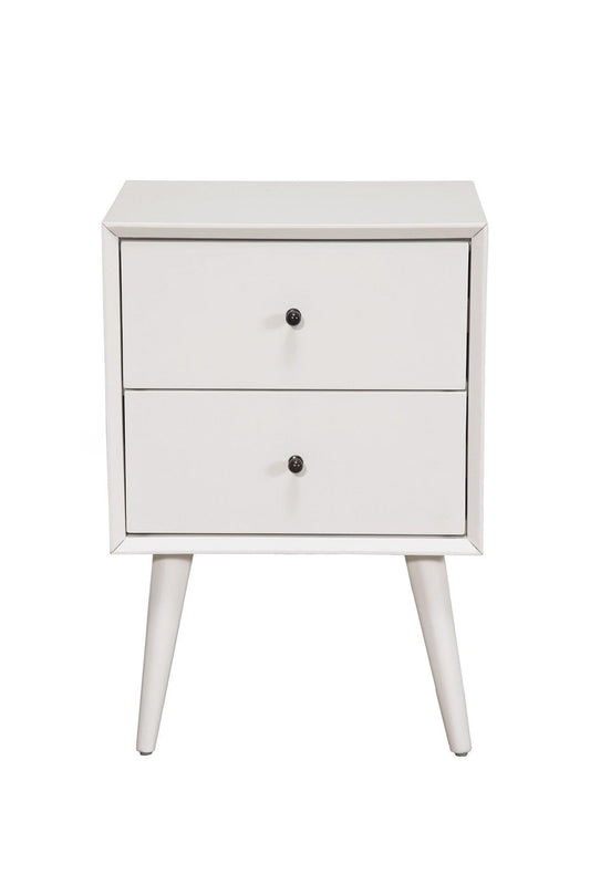 White Century Modern Wood 2 Drawer Nightstand - AFS