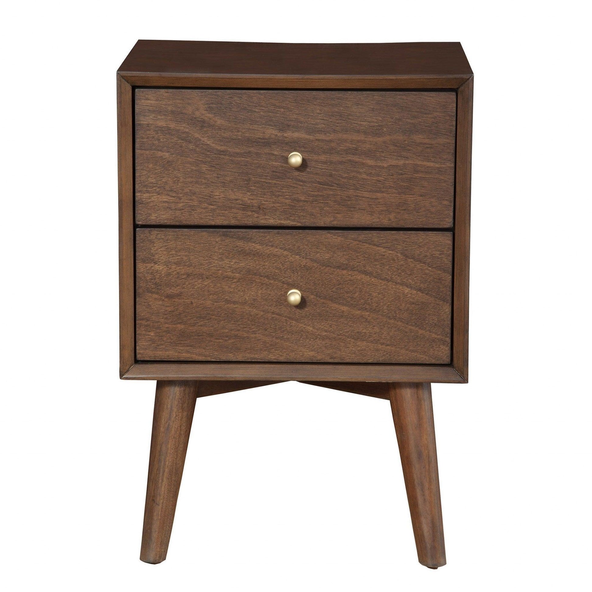 Dark Brown Century Modern Wood 2 Drawer Nightstand - AFS