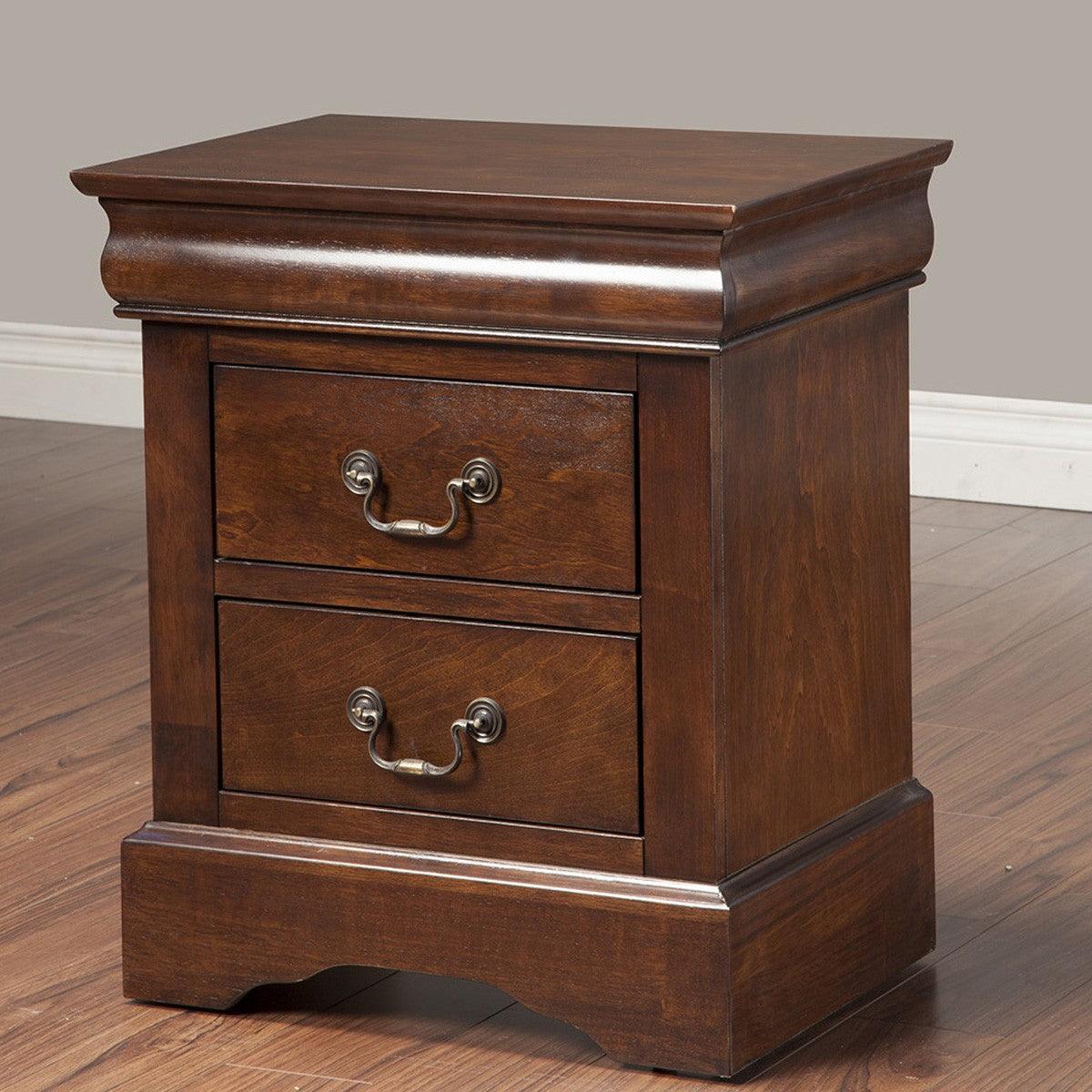 Solid Wood Cappuccino 2 Drawer Nightstand - AFS