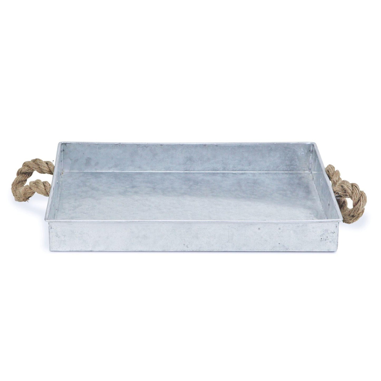 Silver Metal Tray with Rope Handles - AFS