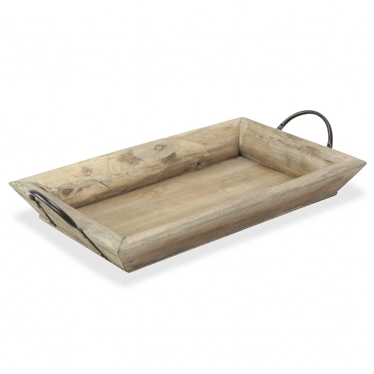 Deep Wooden Tray with Metal Handles - AFS