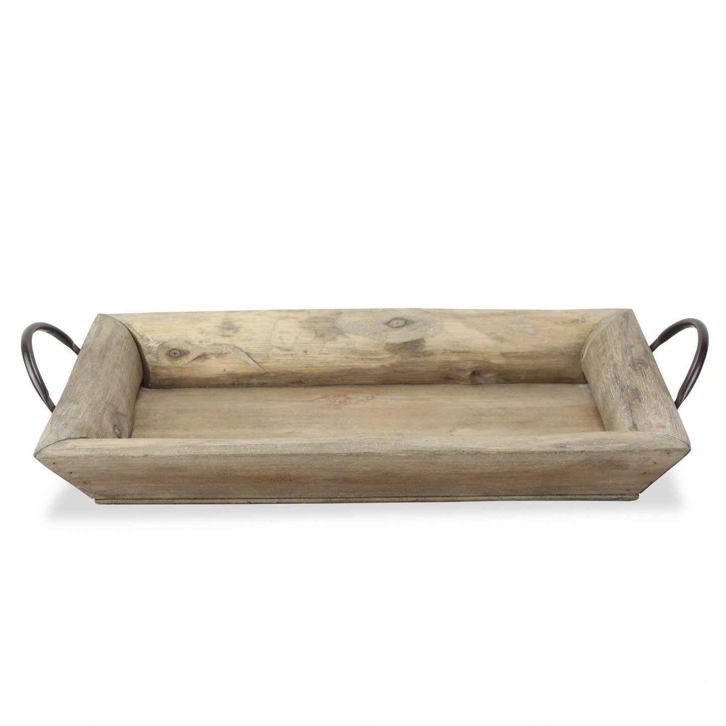 Deep Wooden Tray with Metal Handles - AFS