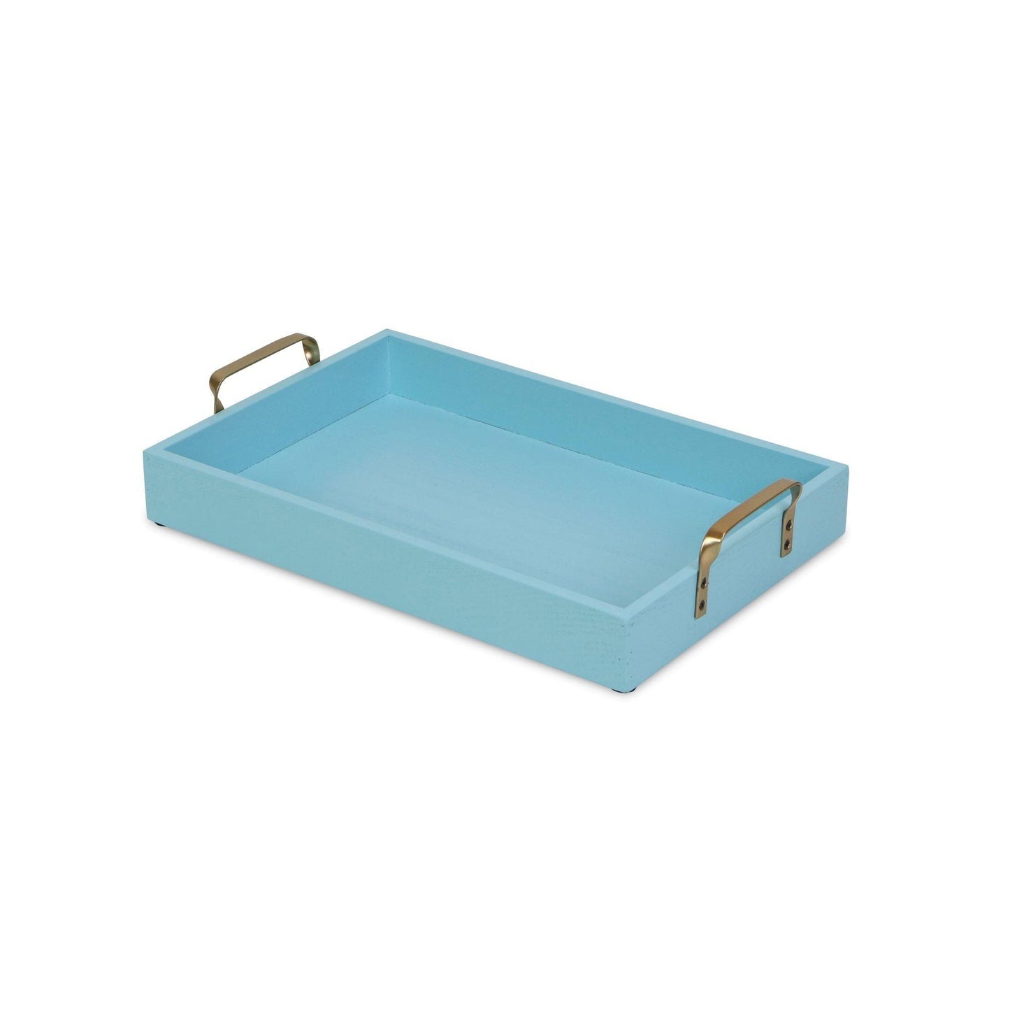 Light Blue Wooden Tray with Gold Handles - AFS