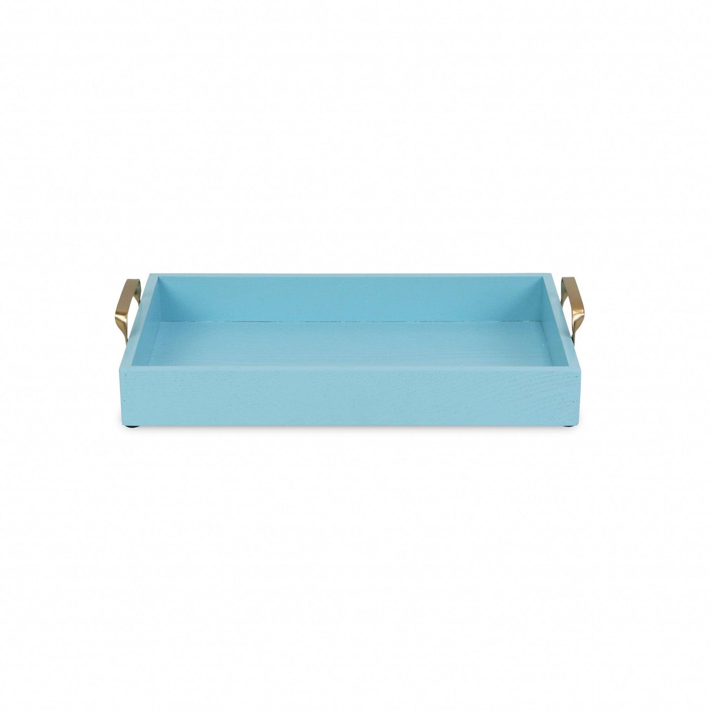 Light Blue Wooden Tray with Gold Handles - AFS