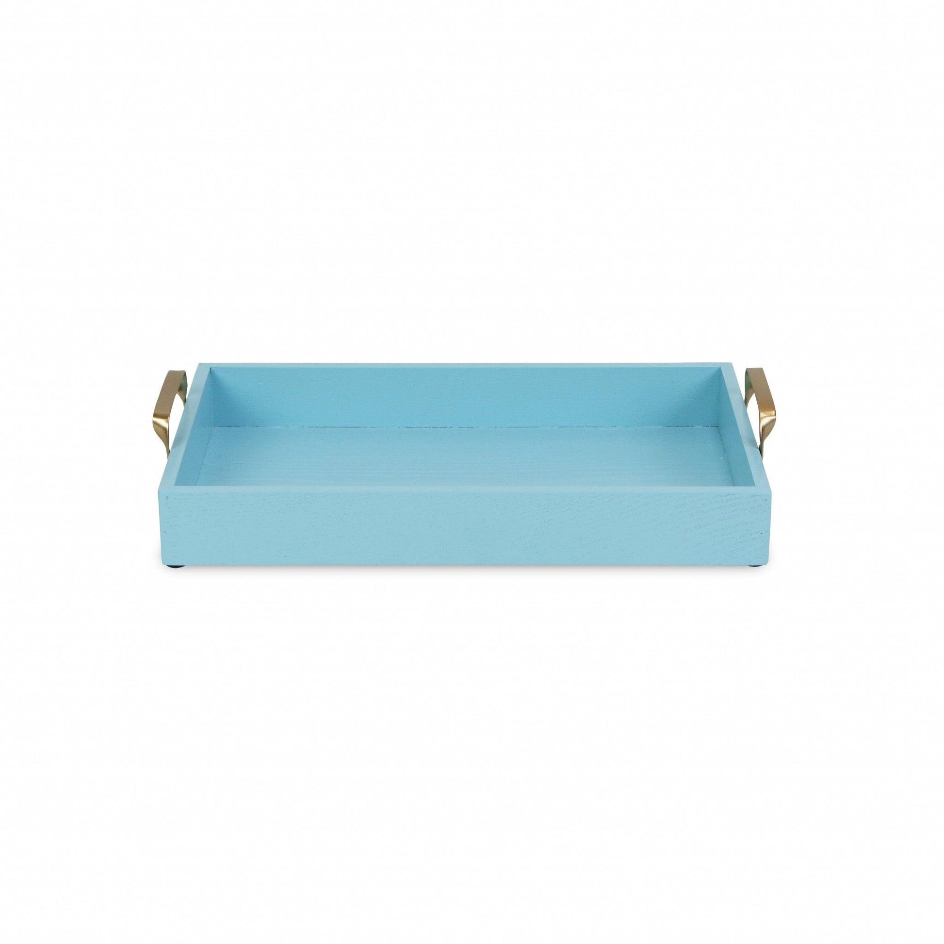 Light Blue Wooden Tray with Gold Handles - AFS