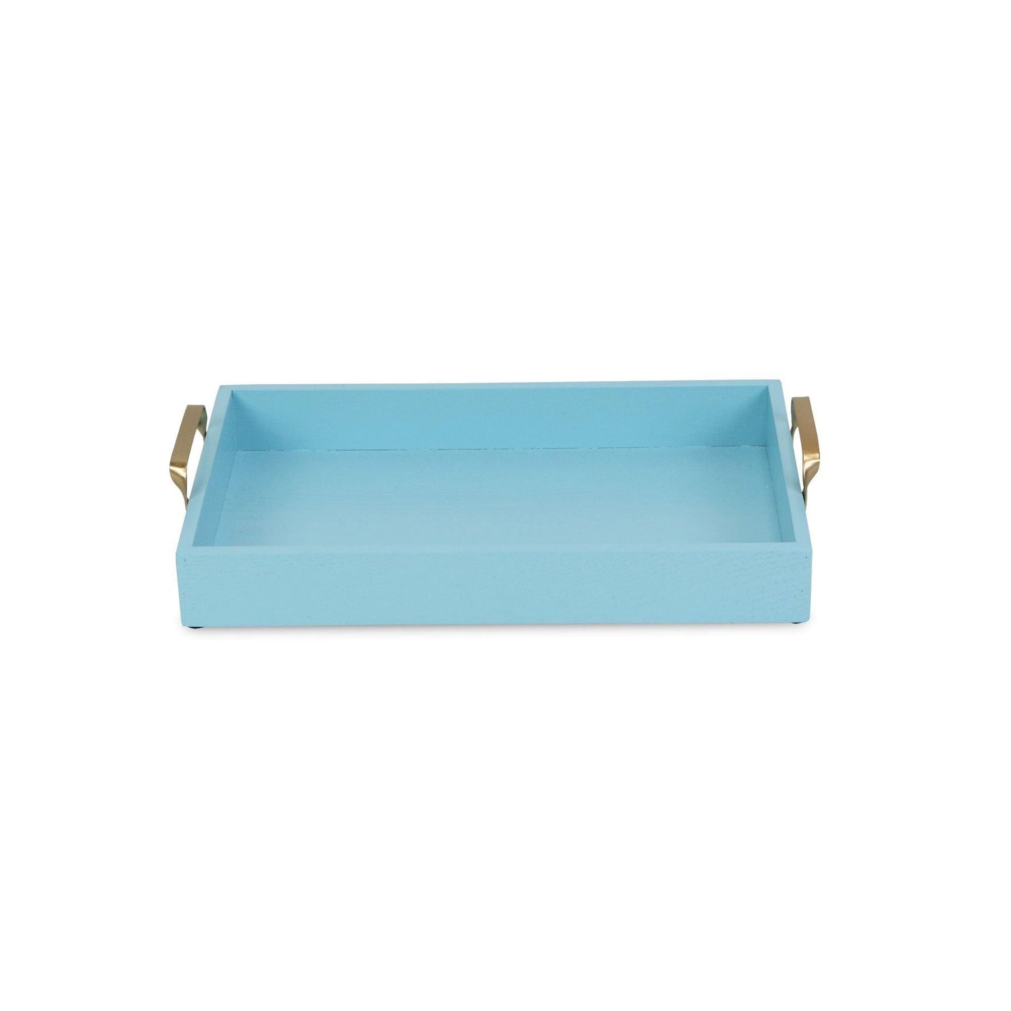 Light Blue Wooden Tray with Gold Handles - AFS