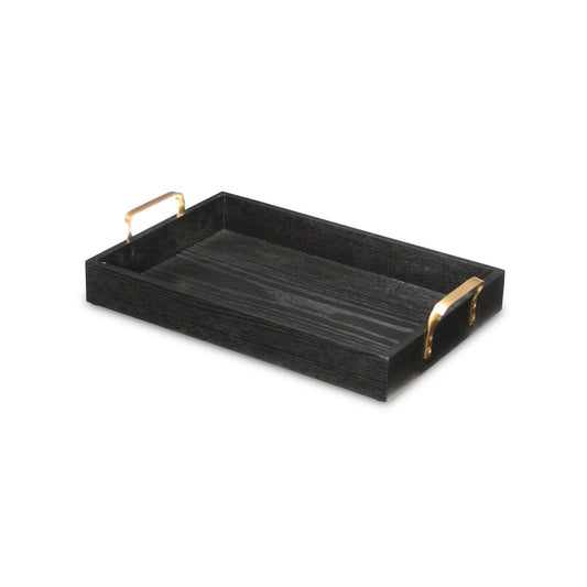 Black Wooden Tray with Gold Handles - AFS