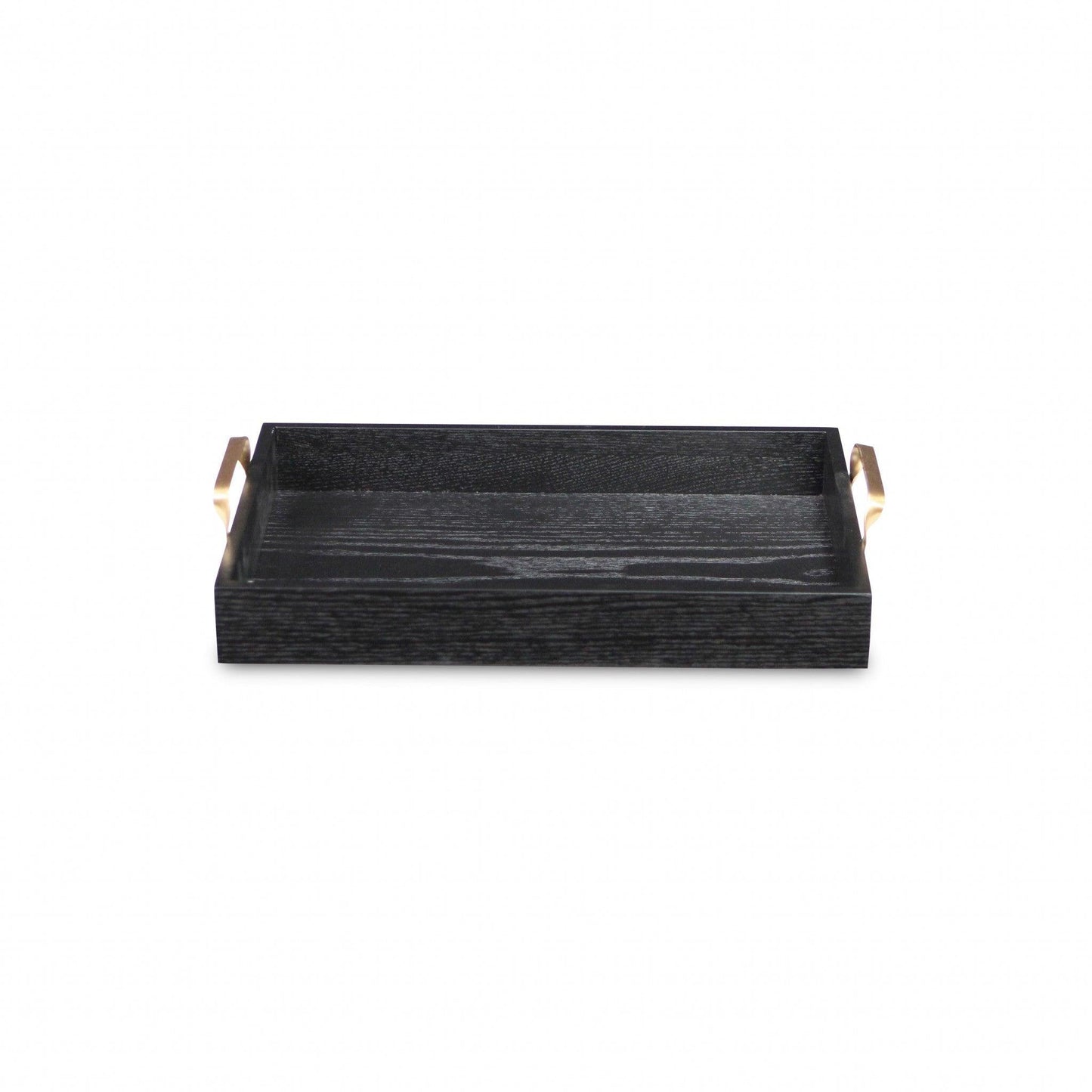 Black Wooden Tray with Gold Handles - AFS