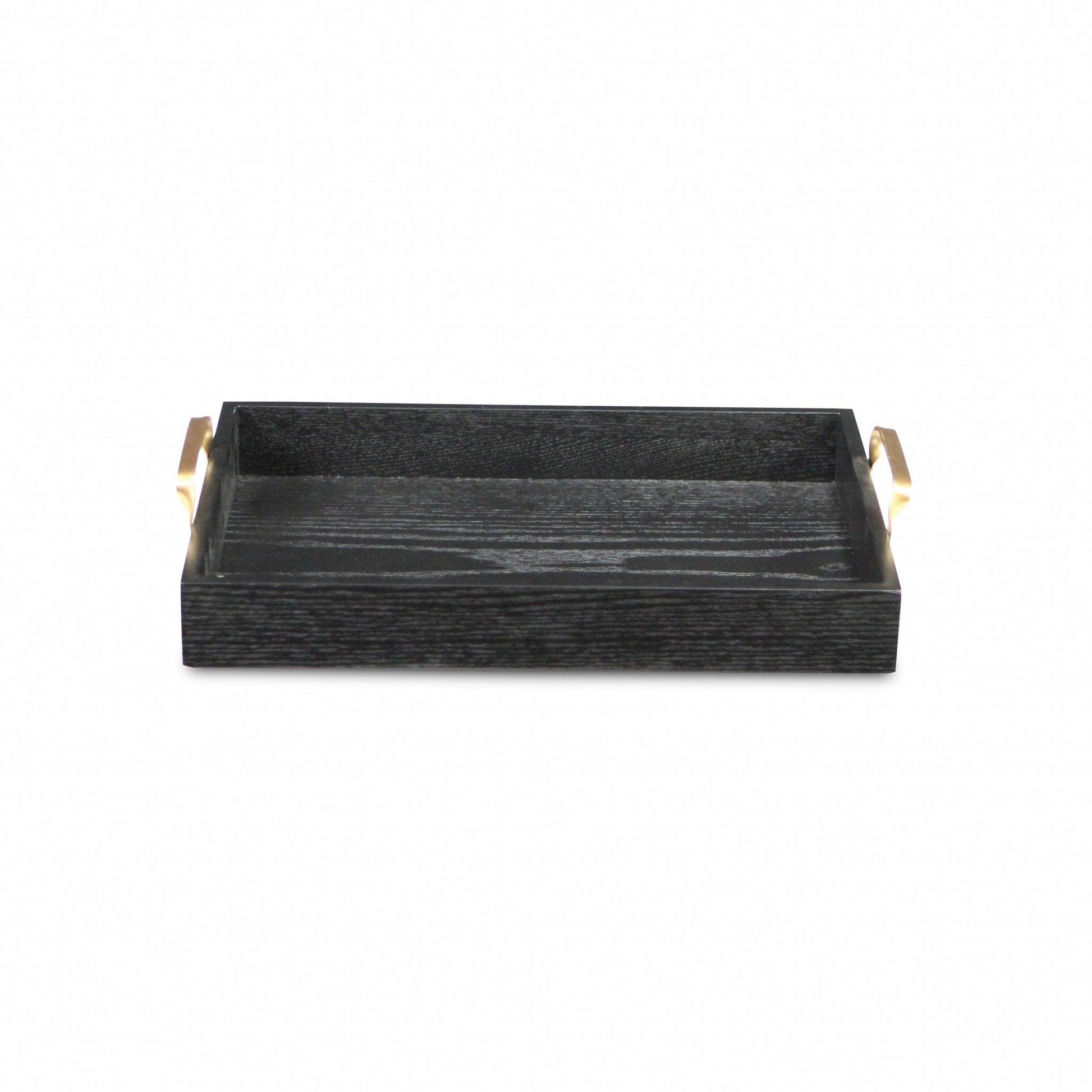 Black Wooden Tray with Gold Handles - AFS