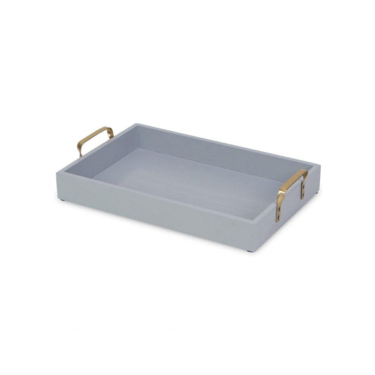 Light Gray Wooden Tray with Gold Handles - AFS