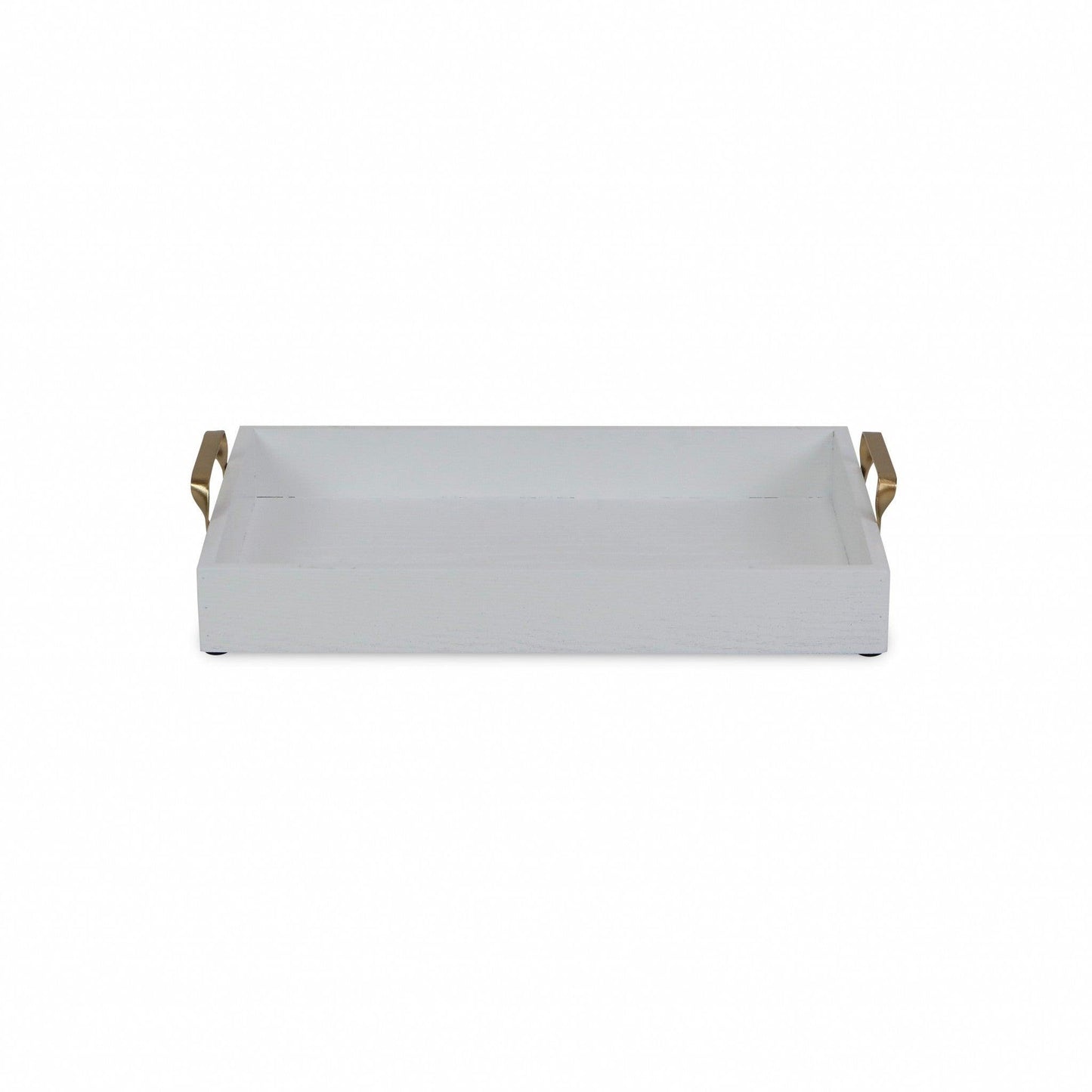 White Wooden Tray with Gold Handles - AFS