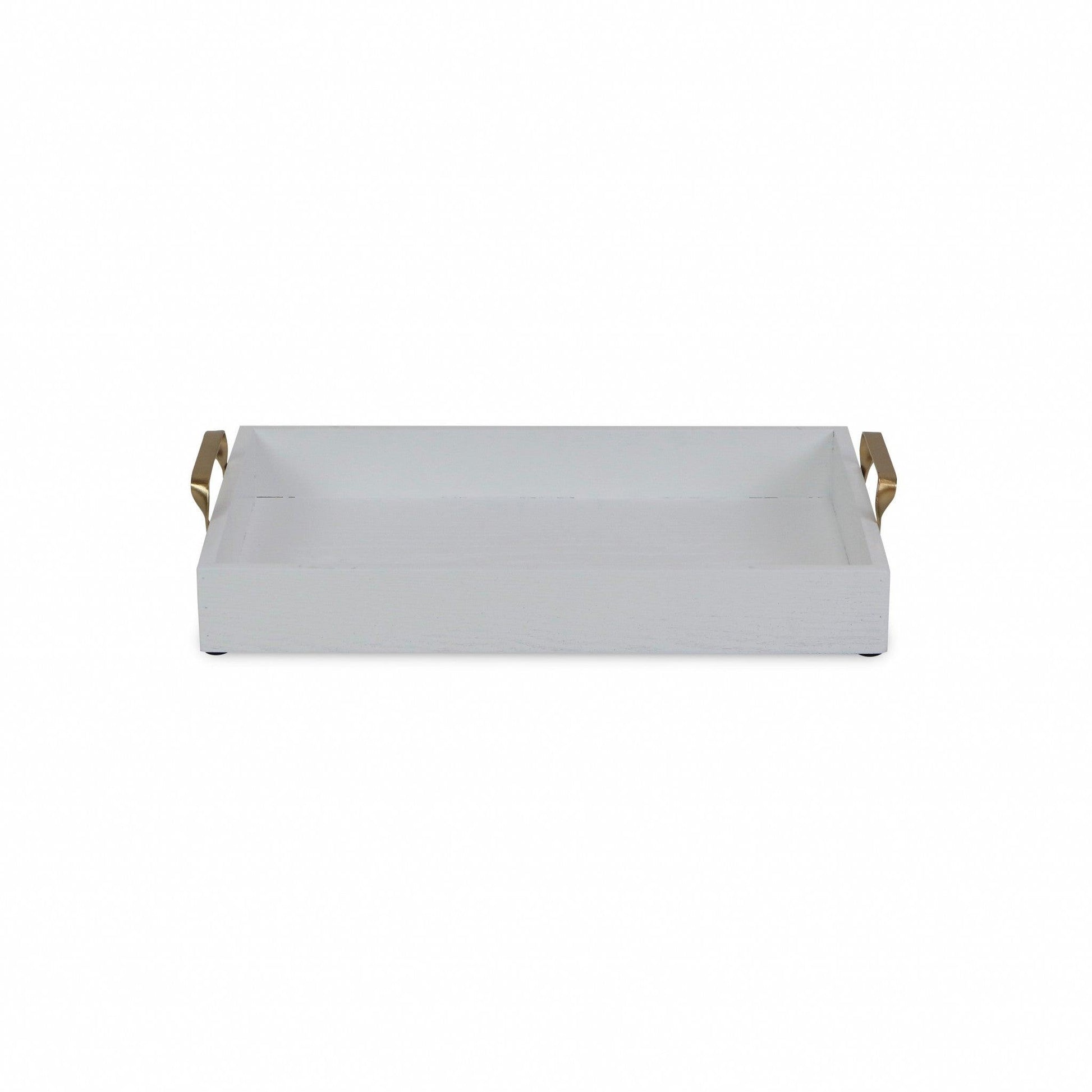 White Wooden Tray with Gold Handles - AFS