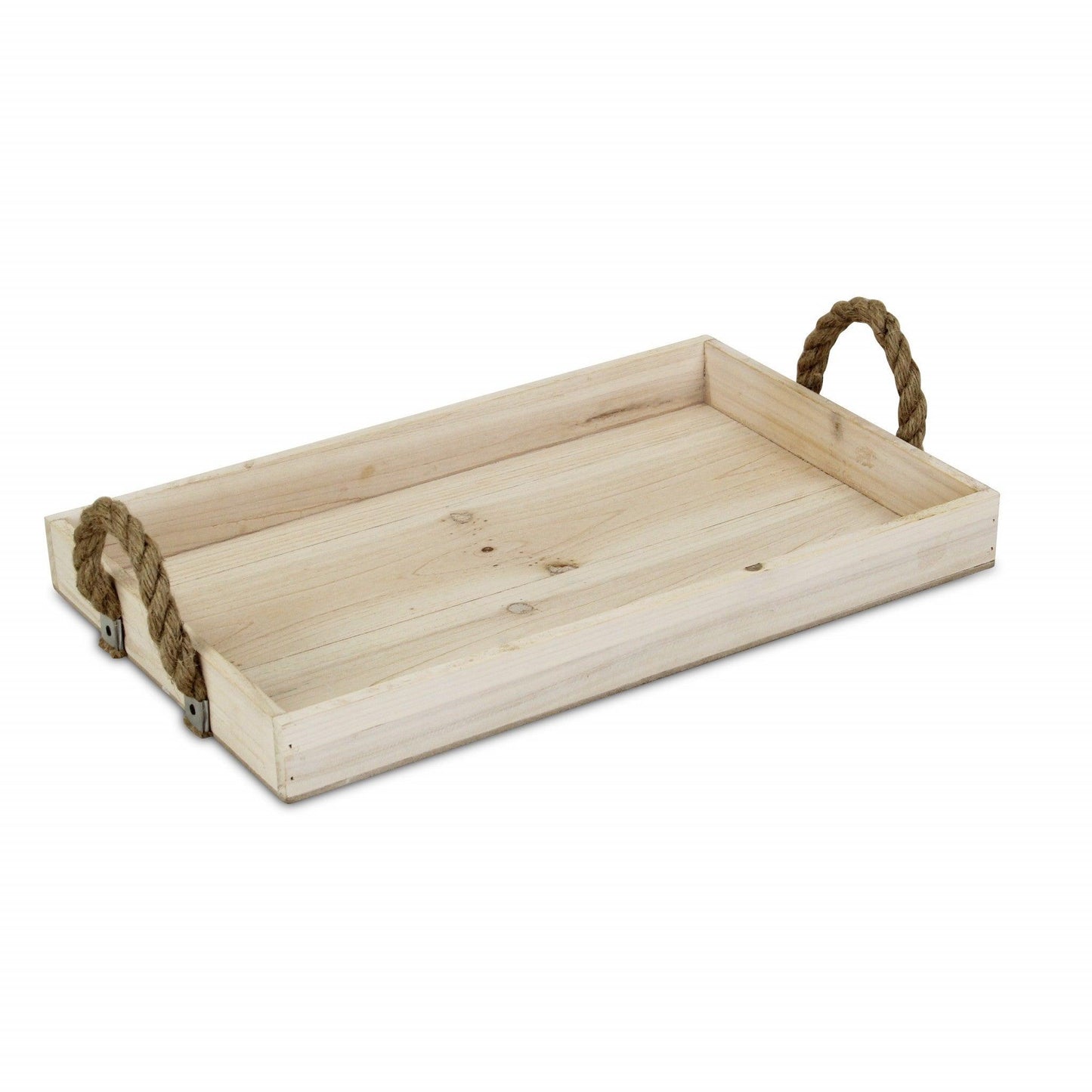 Natural Wooden Tray with Rope Handles - AFS