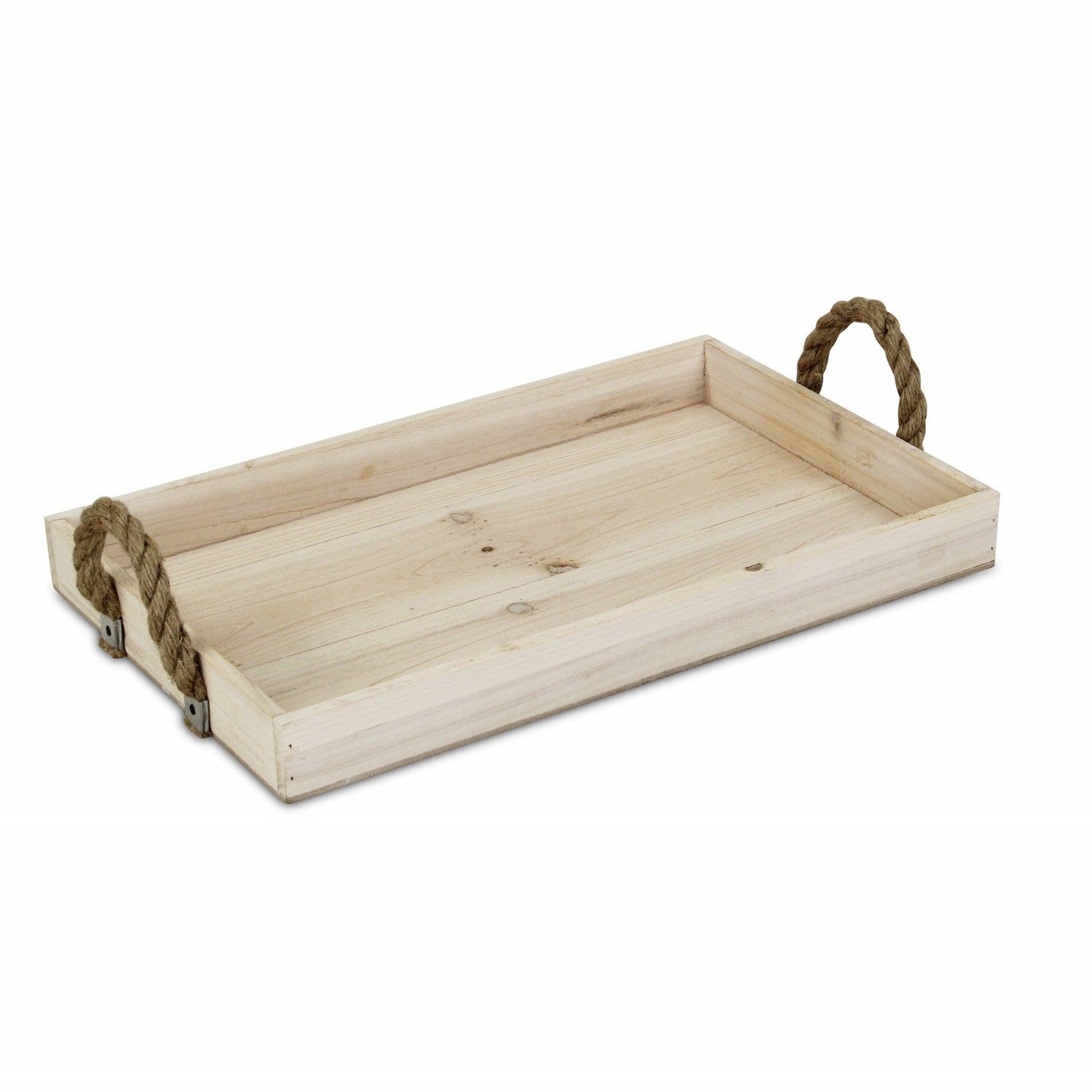 Natural Wooden Tray with Rope Handles - AFS