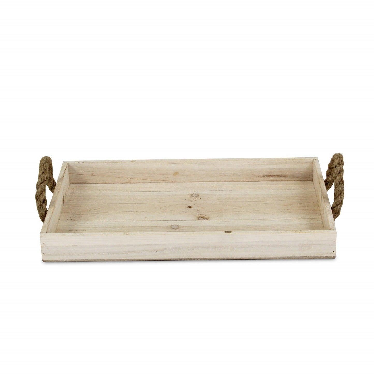 Natural Wooden Tray with Rope Handles - AFS