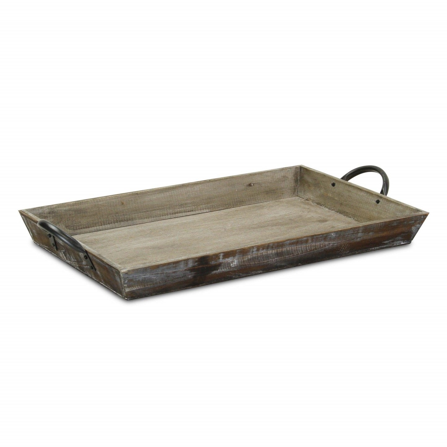 Wooden Serving Tray with Metal Handles - AFS