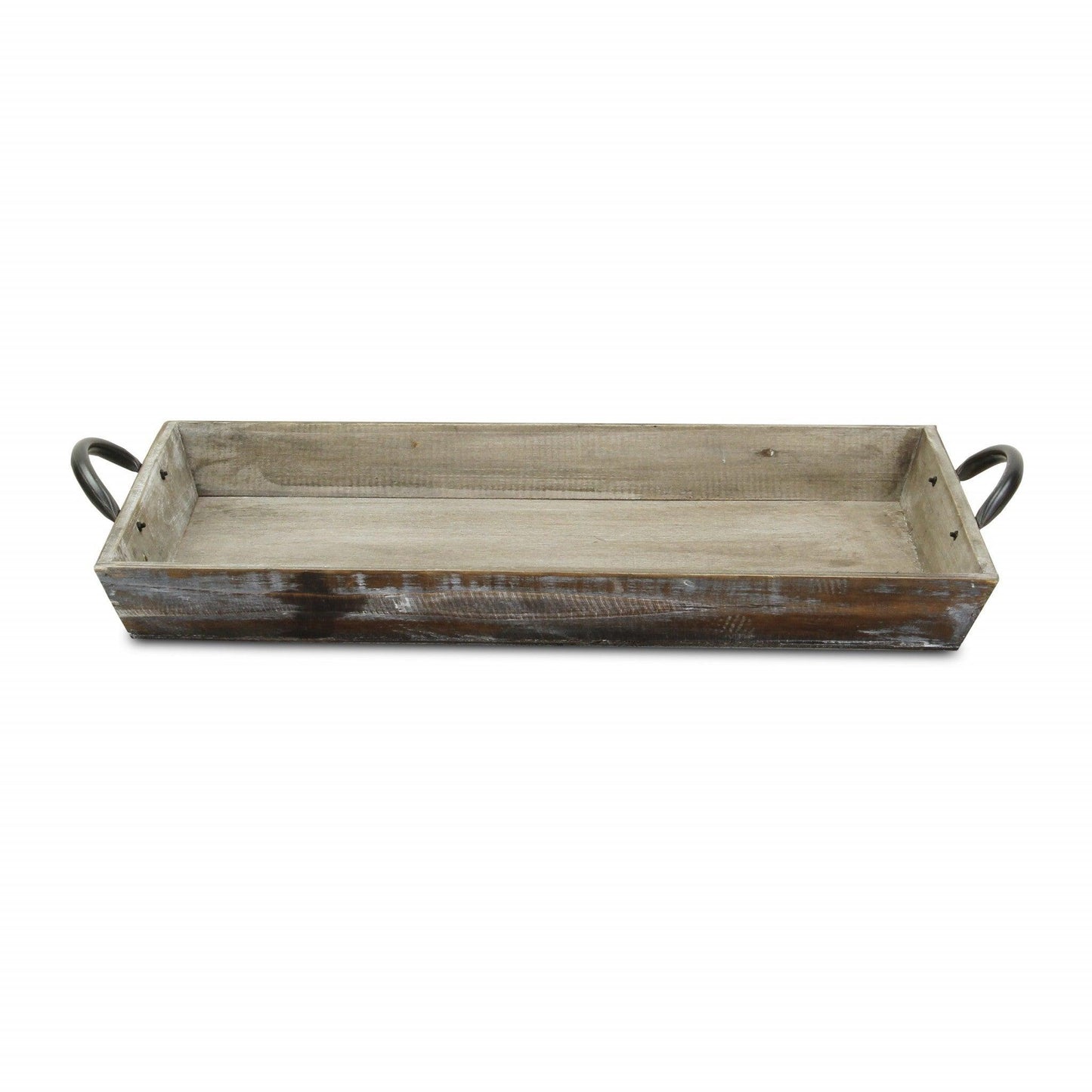 Wooden Serving Tray with Metal Handles - AFS