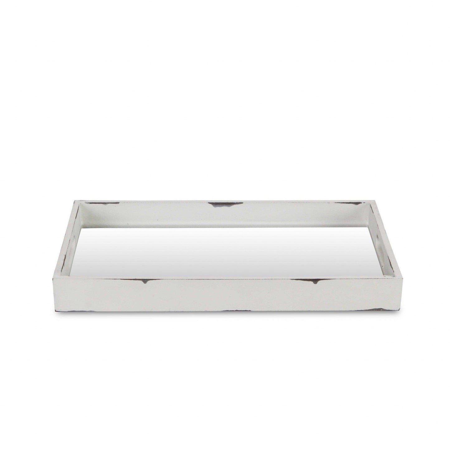 White Wooden Mirrored Serving Tray - AFS