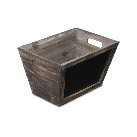 Rustic Wooden Storage Box with Chalkboard - AFS