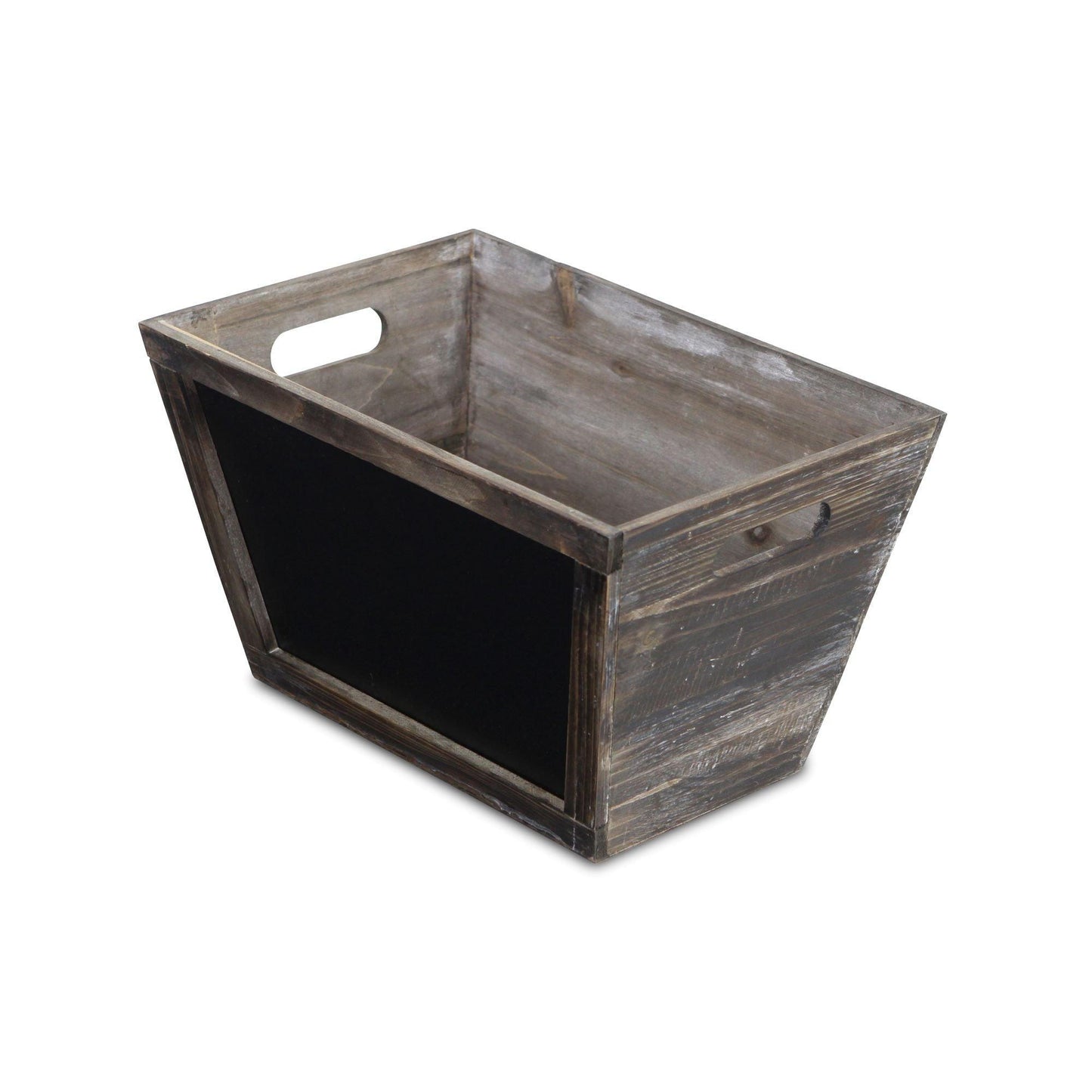 Rustic Wooden Storage Box with Chalkboard - AFS