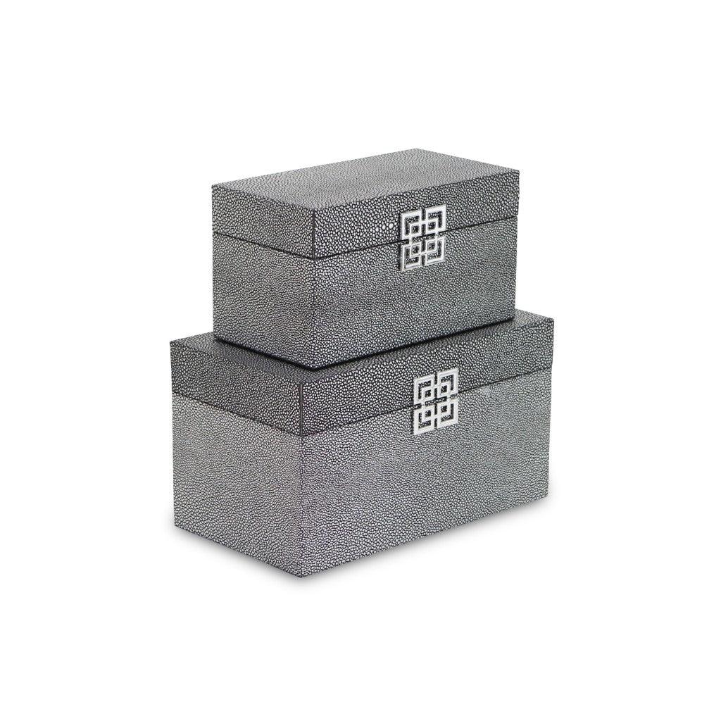 Set of Two Gray Wooden Boxes - AFS