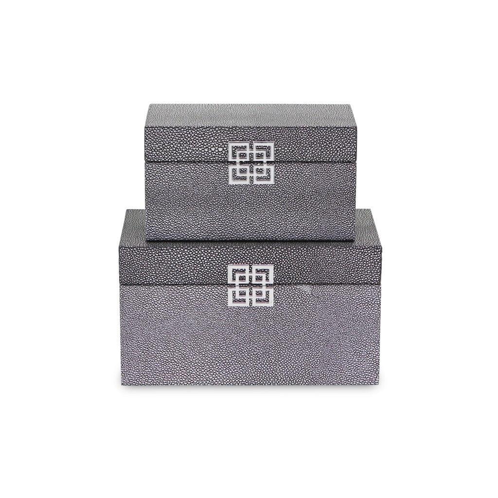 Set of Two Gray Wooden Boxes - AFS