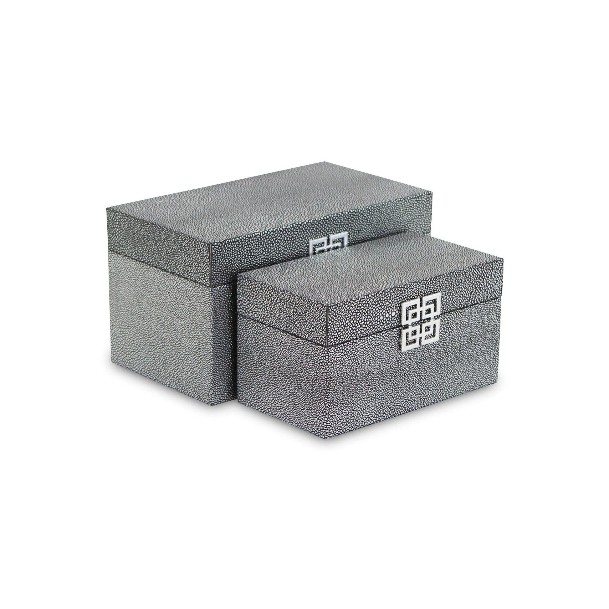 Set of Two Gray Wooden Boxes - AFS