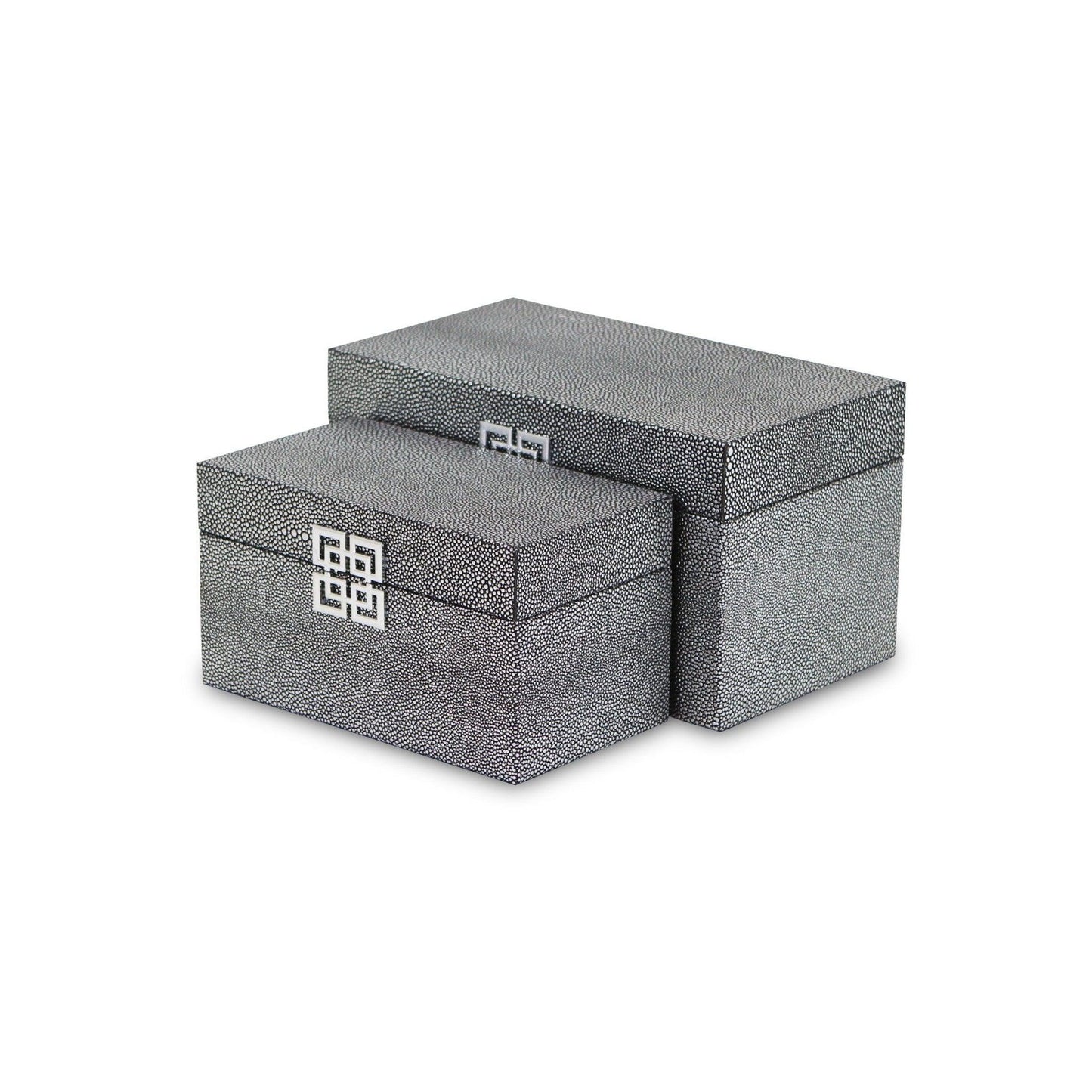 Set of Two Gray Wooden Boxes - AFS