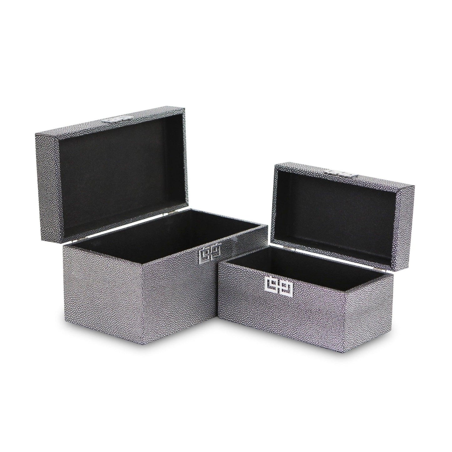 Set of Two Gray Wooden Boxes - AFS