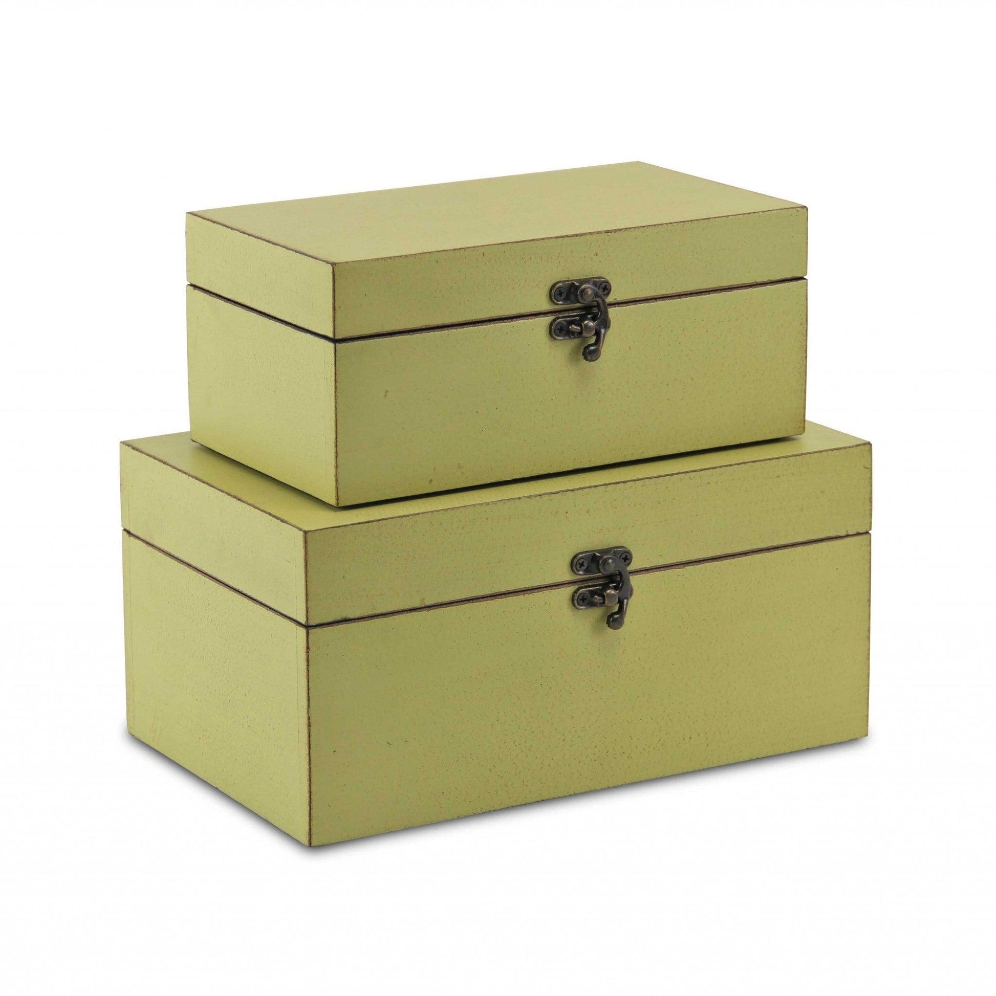 Set of Two light Green Wooden Storage Boxes - AFS