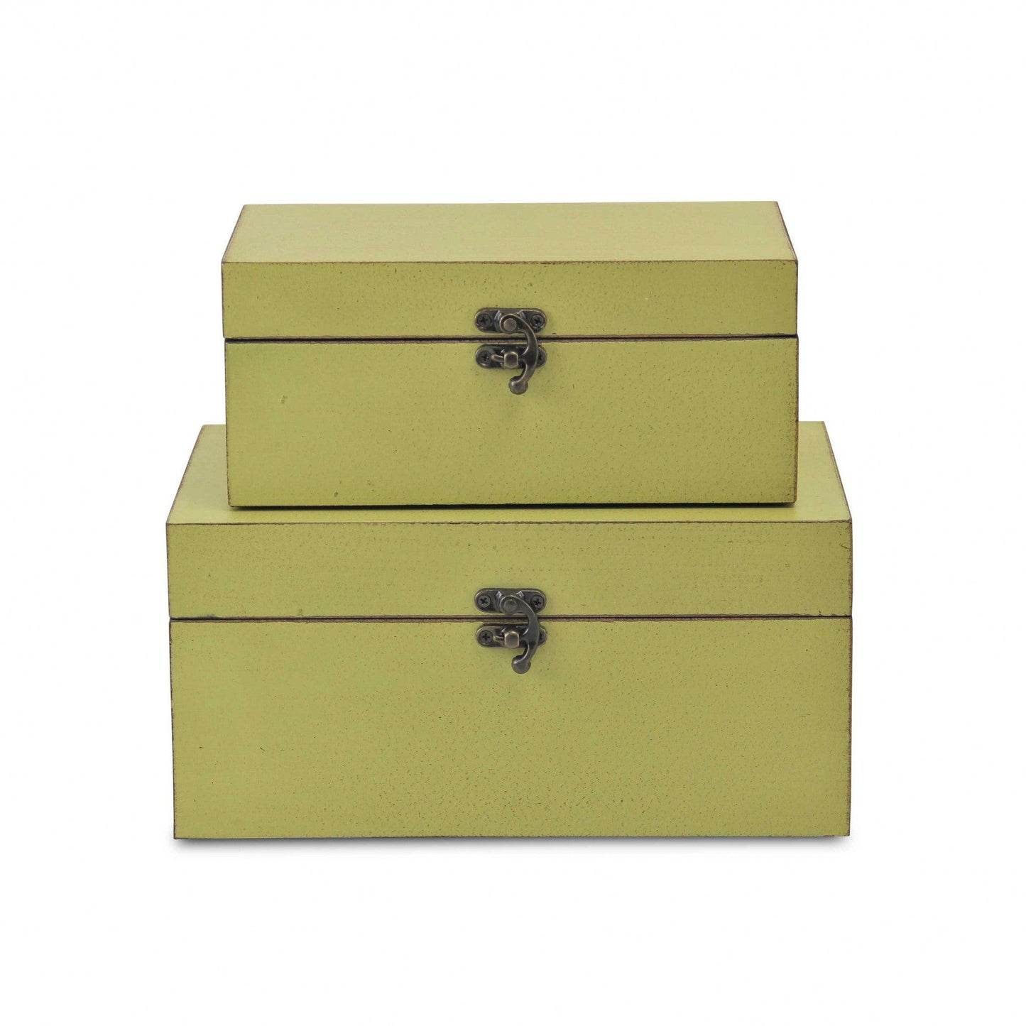 Set of Two light Green Wooden Storage Boxes - AFS