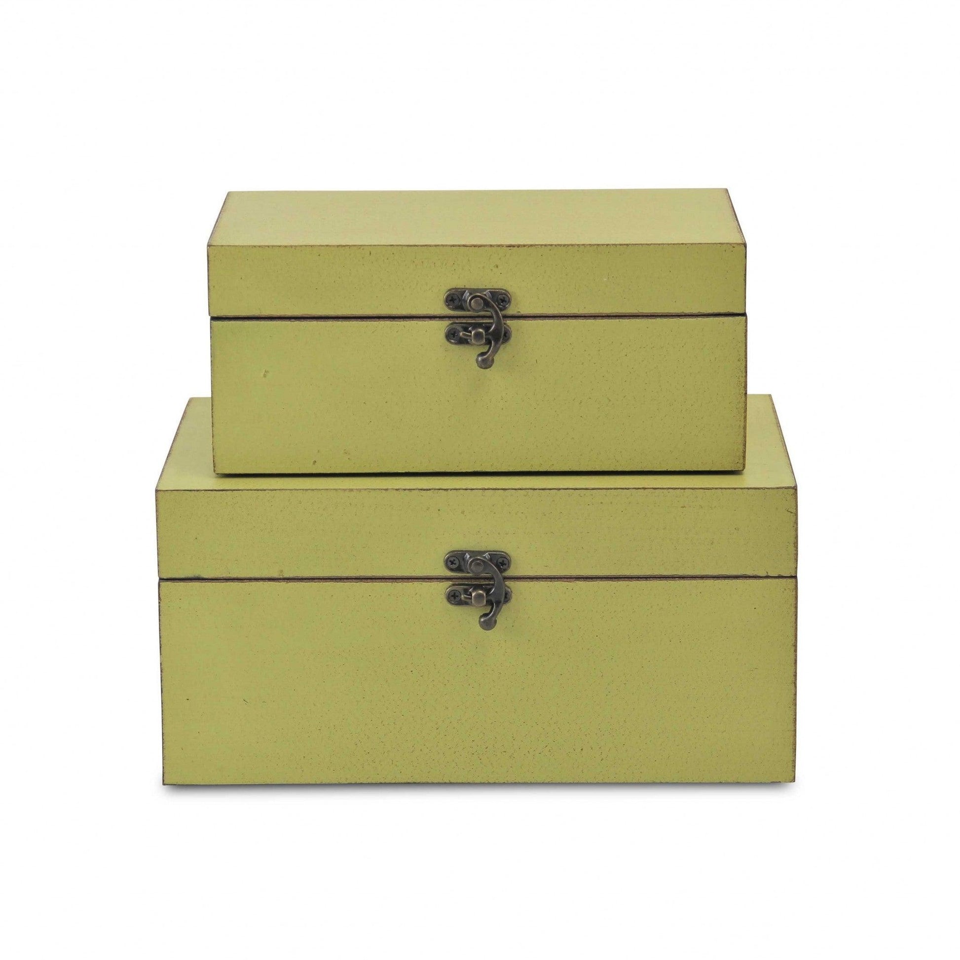 Set of Two light Green Wooden Storage Boxes - AFS