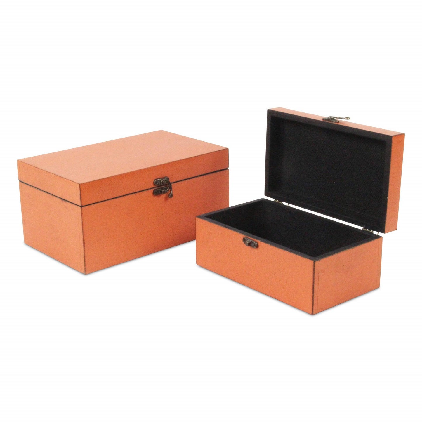 Set of Two Coral Wooden Storage Boxes - AFS